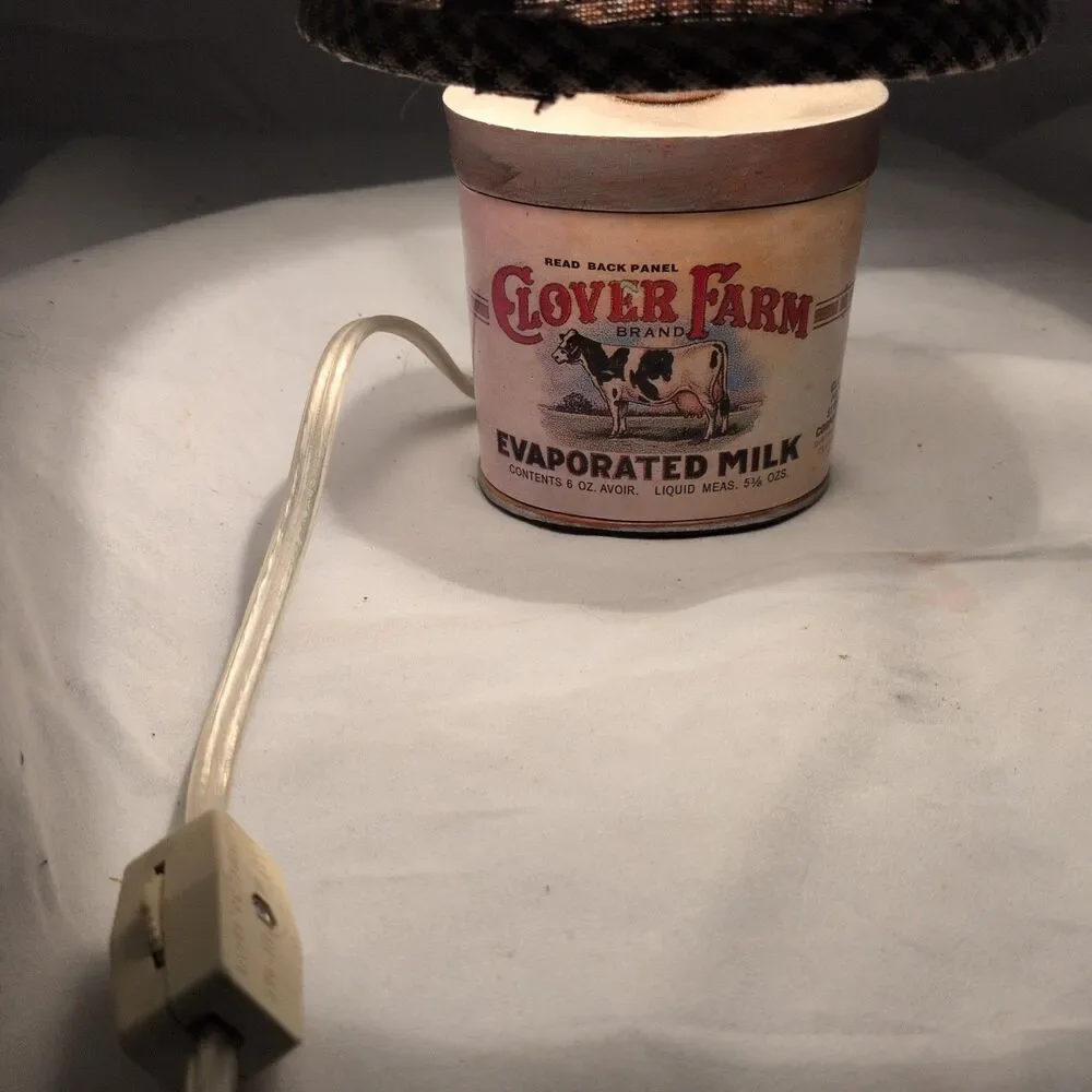 Vintage Clover Farm Evaporated Milk Can Lamp - Country Farmhouse Decor